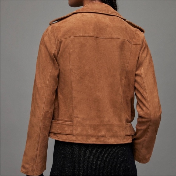 All Saints Suede Balfern Biker Moto Jacket Size 00 - Picture 3 of 13